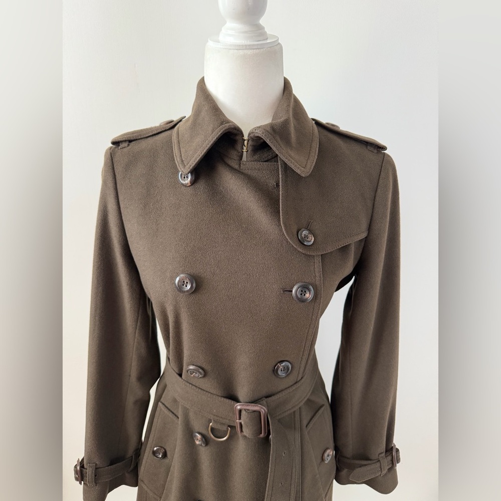 BURBERRY | Brown Wool Cashmere Blend Belted Double Breasted Trench Coat US 6 - Picture 3 of 15